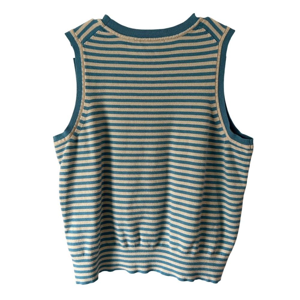 Free Assembly Sleeveless Sweater Top Light Blue and Gray/Beige Stripe Women's XL - Picture 5 of 5
